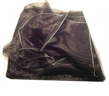 STOLA ORGANZA NERA SCIARPA BORDO ARGENTO SCIALLE NERO