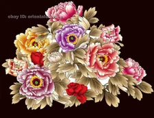 Chinese 100% real natural silk thread,su hand embroidery kits:peony flower 10"