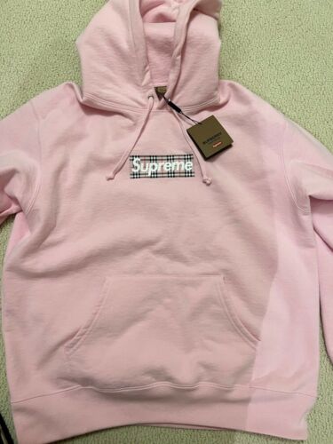 Sudadera con capucha con logotipo de Supreme Burberry Box rosa | eBay