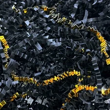 1LB Black And Gold Crinkle Cut Paper Shred Filler For Gifts Wrapping On Holid...