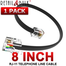 8 Inch Short Telephone Cable RJ11 6P4C 8in Phone Line Cord, Black