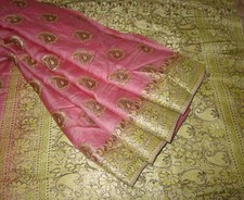 BVH WEARABLE PURE SILK Vintage Sari 5yds 21SEP2705 X05 E740 Pink Cream  ABCKB