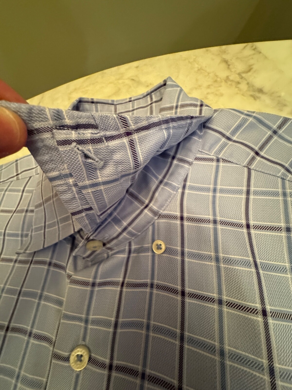 Robert Talbott Blue Plaid Pattern Shirt - Size L … - image 4