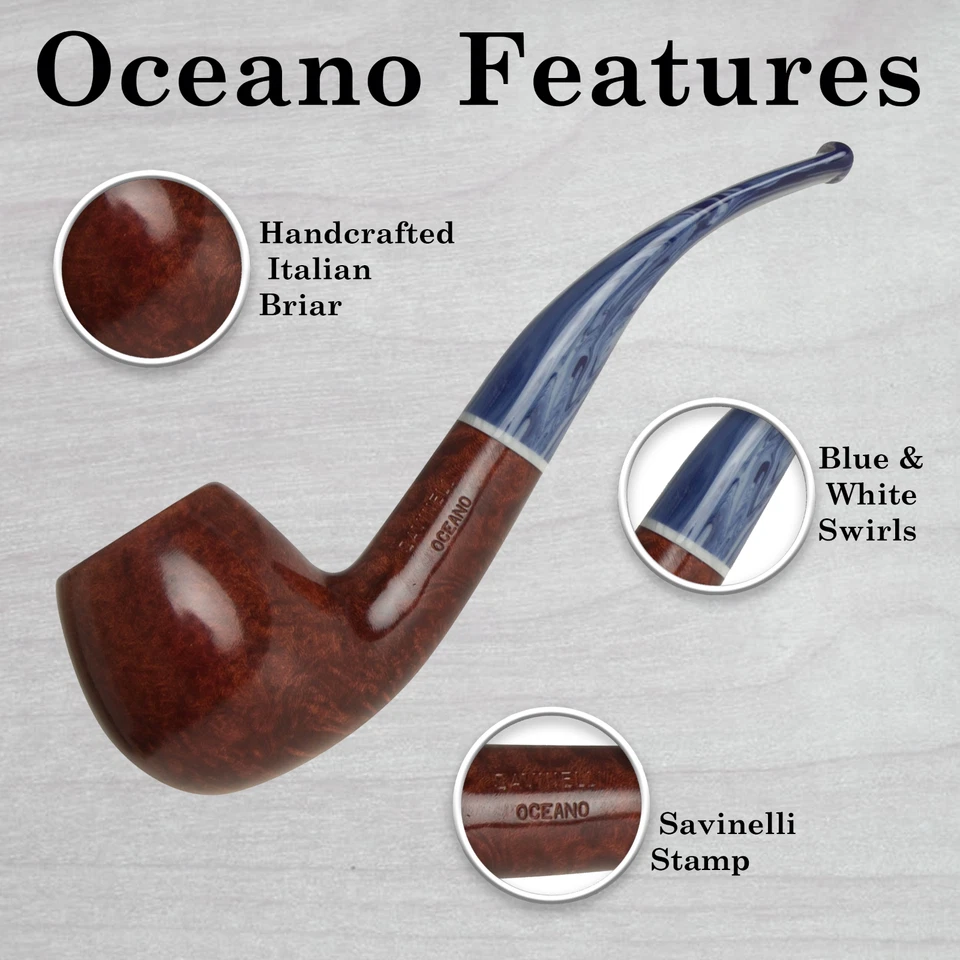 Pipa de tabaco de billar doblada colorida única Savinelli Oceano Smooth 626 6 mm NUEVA Foto 2 de 4