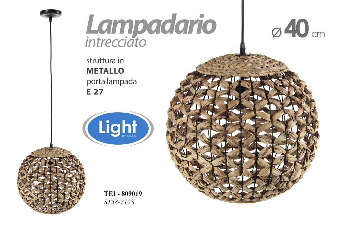 Lampadario Resistente 40 cm Intrecciato Bianco - Qualità Soffitto