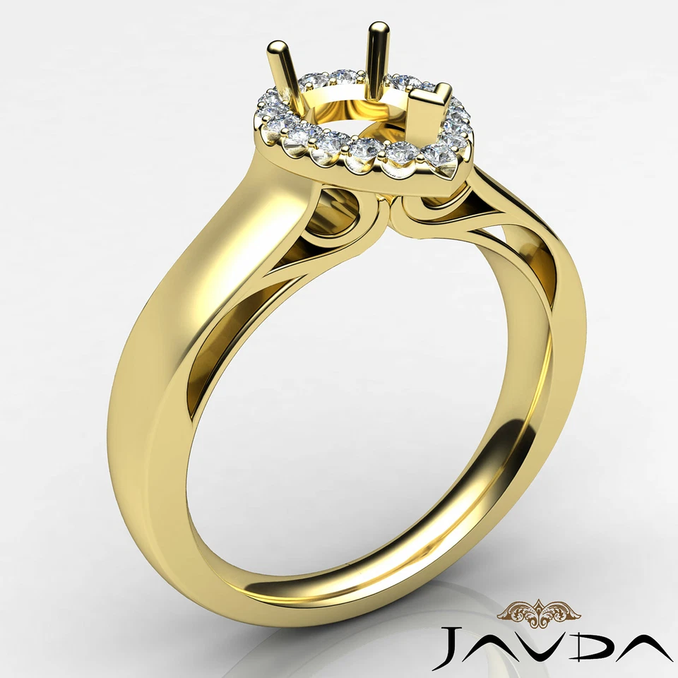 Filigree Lace Pear Diamond Engagement Halo Pave Setting Semi Mount Ring 0.20Ctw. - Image 4 of 4