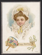 Victorian Greeting Card-Artist W J Wiegand-A Happy New Year-Raphael Tuck & Sons