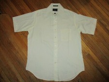 vtg 70s 80s CREAM JC PENNEY MENS SHOP SHIRT Short Sleeve Texture Button Front 16
