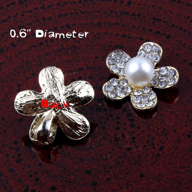 10pcs 15mm Metal Rhinestone Buttons Bling Alloy Crystal Buttons For Wedding - Image 3 of 4