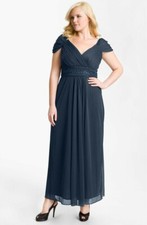 Alex Evenings Midnight Beaded Cap Sleeve Mesh Back Zip Closure Dress Size 14W