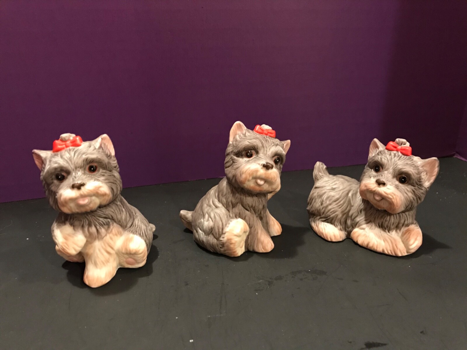 Vintage Set of 3 HOMCO Porcelain Dog Figurines 1475 Yorkshire