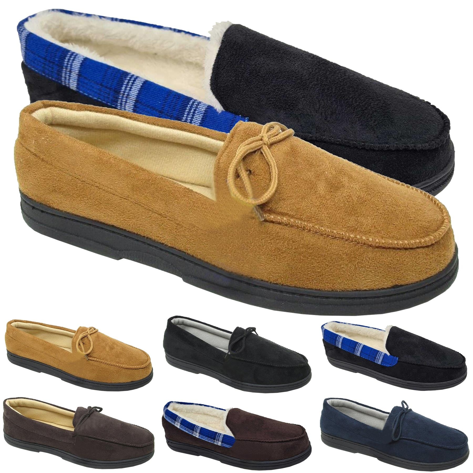 SAOLA Scarpe pantofole uomo comode memory foam finta pelle scamosciata mocassino suola rigida morbida