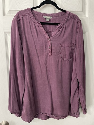 Natural Reflections 100% Lyocell Popover Henley Gr. XL lila weich Langarm