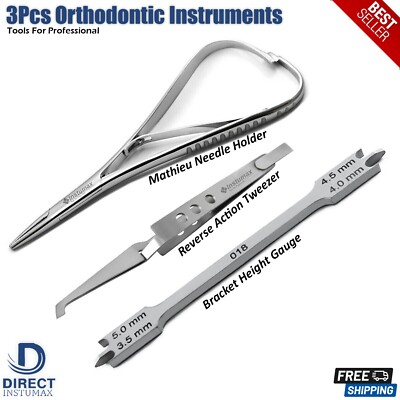 3Pcs Dental Bracket Height Gauge Wick Type Reverse Action Mathieu Needle Holder