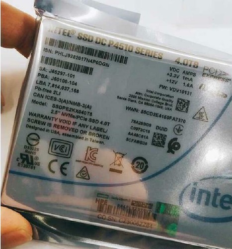 4TB Intel SSD P4510 Series DC NVME U.2 2.5" SSDPE2KX040T8 Solid State Drive - Picture 3 of 6