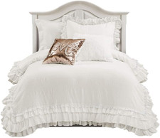 Ella Ruffle Lace Comforter, 2 Piece Set, Twin, Ivory - Cute Comforter - Twin Bed
