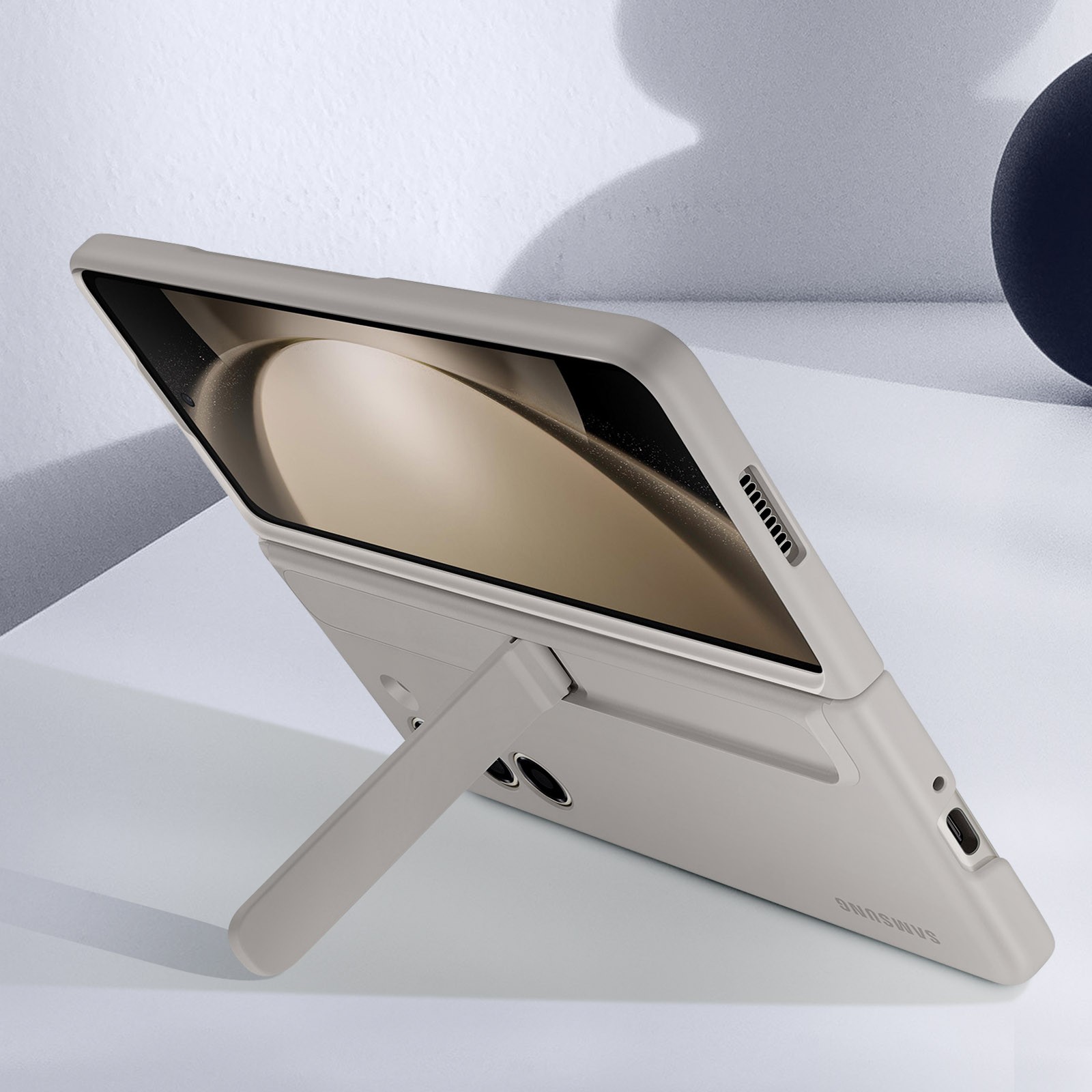 Coque Z Fold 5 avec Support et Sangle Amovible Couleur Sable - 4