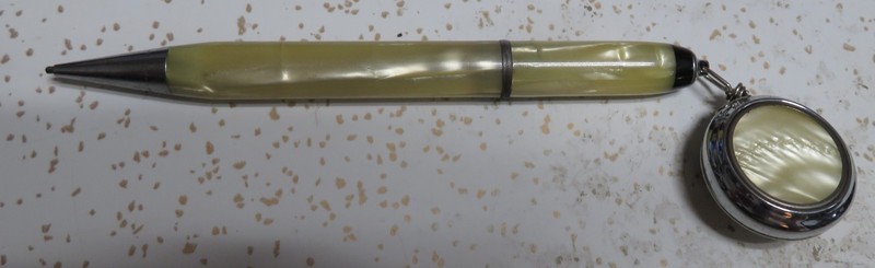 Ketcham McDougall Retractable Pin Brooch & Celluloid Golf Mechanical Pencil 1930