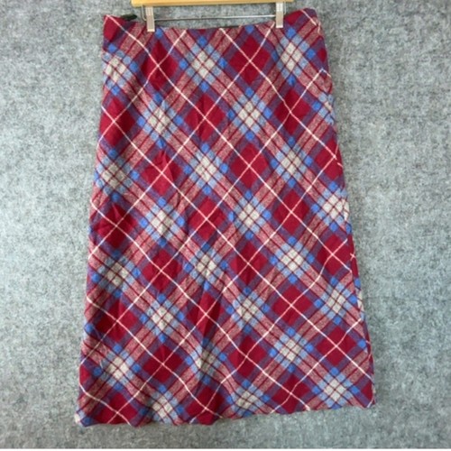 Laura Ashley, Gonna vintage Laura Ashley a quadri lana donna 14 rosso blu preppy scuola accademica