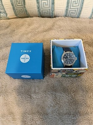 Timex Waterbury Pan Am Automatic Pilot Watch Blue Leather Date with Box