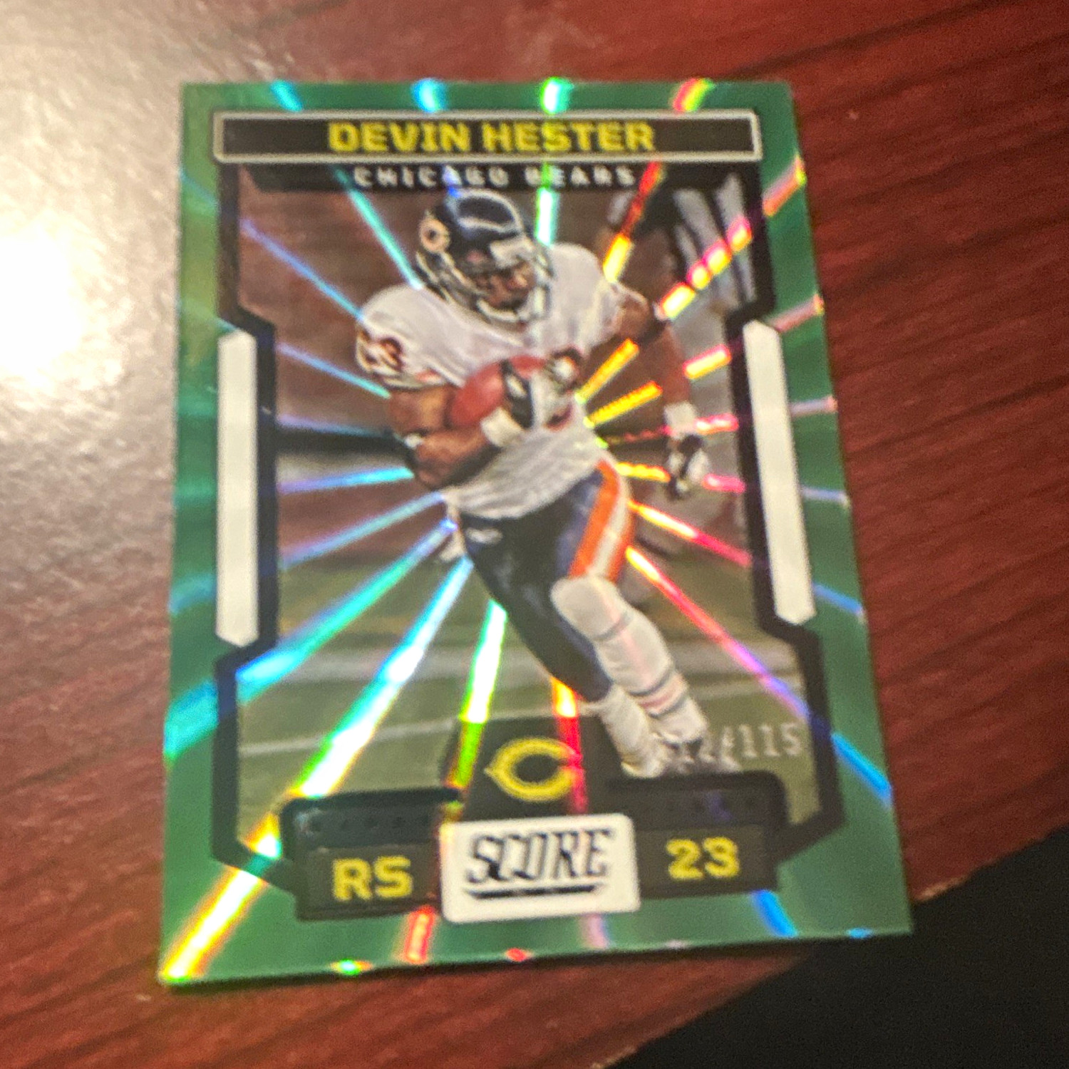 Score Devin Hester RS-23 Chicago Bears NFL Football Card Green Prizm /115