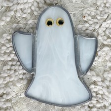 Vintage Stained Glass Sun Catcher Halloween Ghost Spooky Handcrafted