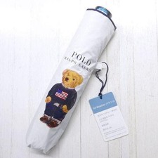 Women Polo Ralph Lauren Rain And Shine Umbrella Folding Bear Off-White Unused
