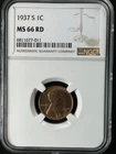 1937-S 1C RD  Lincoln Wheat One Cent NGC MS66RD   6811677-011