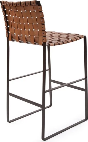Irving Woven Leather Barstool-Traditional Style - Picture 5 of 7