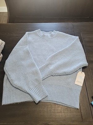 Time and Tru Women's 3XL Mixed Stitch Sweater Blue Long Sleeve Pullover Nwt