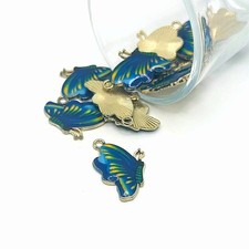 Blue Enamel Butterfly Charms, 24x16mm - US Seller