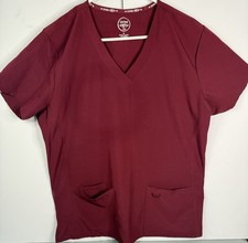 Divine Stretch Scrub Medical Top Women  s Size M Maroon Triple Pockets