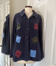 Vintage 90s Winter Holiday Theme Terry Button...