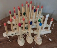 Vintage Christmas Window 8 Candle Lights Candelabra Candolier Plastic Decorative