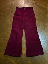 Vtg 70s T T Sears Mens Burgundy Corduroy Hippie Pants Flared Bell Bottoms 34 M