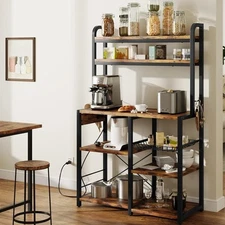 5Tier Microwave Stand Bakers Rack With Power Outlet Open Storage Shelves Kitchen