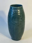 ROOKWOOD Pottery Arts & Crafts Ovoid Gingko Vase  7” Matte Blue  #2852 RARE