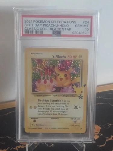 Pokémon TCG Birthday Pikachu Celebrations Black Star Promo PSA 10