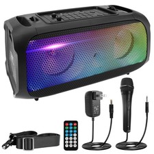 Pyle Wireless BT Portable Boombox Speaker 600W Rechargeable DJ Party LED Mic