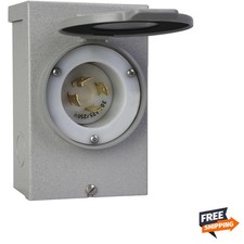 Generators Up to 7,500 Running Watts PB30 30-Amp NEMA 3R Power Inlet Box, Gray
