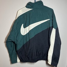 Vintage 90s Nike Windbreaker Zip Jacket Green White Black Swoosh Men  s Large