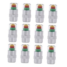 12PCS Car Tire Pressure Monitor Valve Stem Caps, 2.4Bar 36PSI Tire Silver