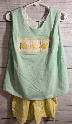 Three Sisters Girls Size 6 Lemon Embroidered Cotton Shorts Set