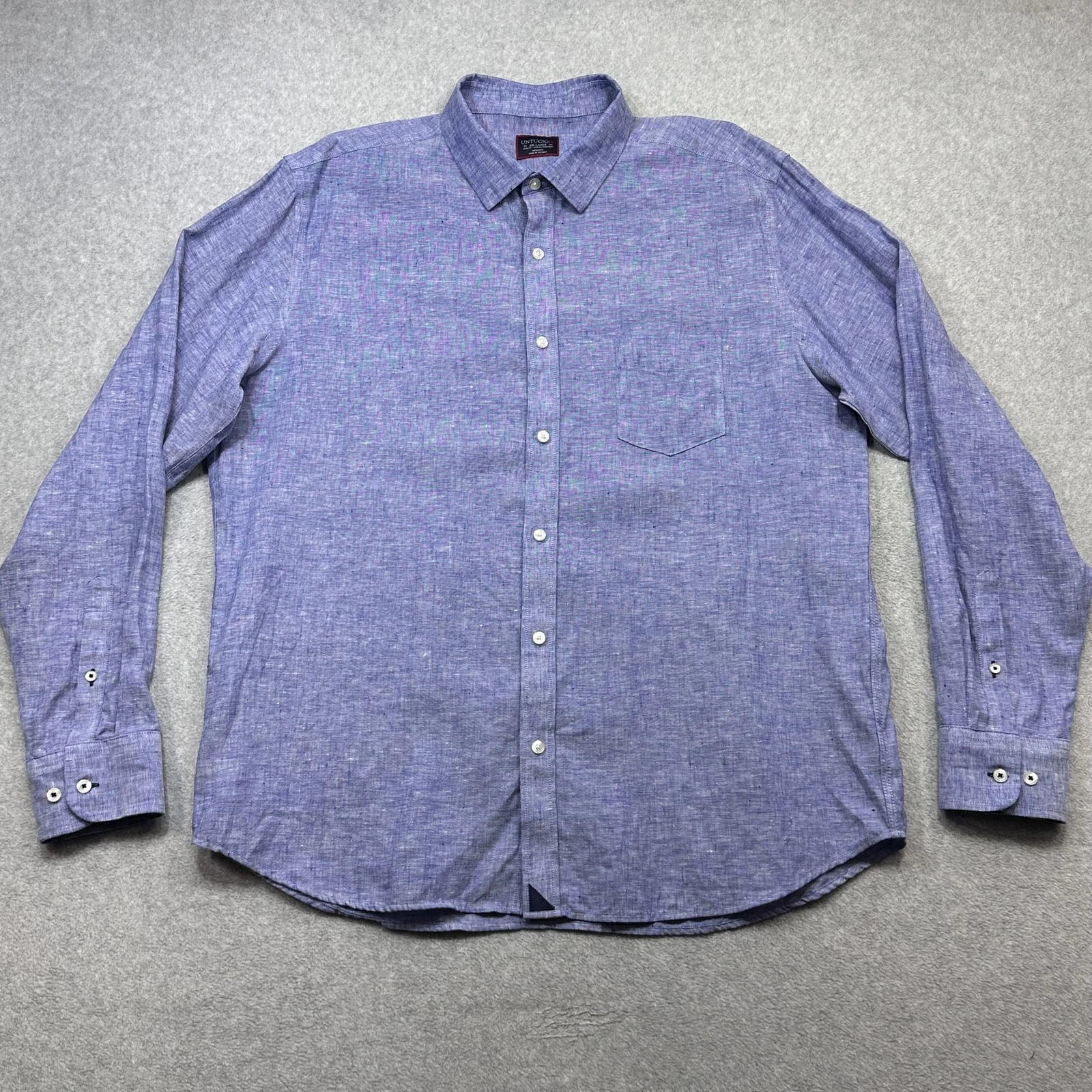 UNTUCKit Shirt XXL Blue Linen Long Sleeve Slim Fit Wrinkle Resistant Vin Santo