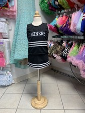 Childs Sizes 5-7 Black  Gray Miners Logo 2 Pc Cheerleading Uniform Set NWT
