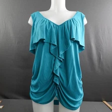 Womens Top XXL Ruffled Softgirl Statment Ruched Flowy Draped Romantic Artsy