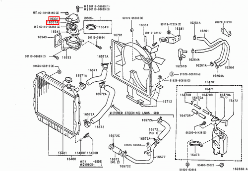 Genuine Dyna 150 LY61 Hilux LN100 3L Thermostat 88 w Top Water Outlet Housing - Picture 6 of 20