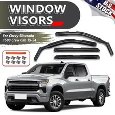 Window Visor Vent Shade Rain Guard Deflector For Sierra 2500 HD Crew Cab 2019-24