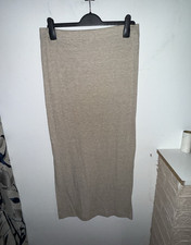 River Island Women’s Beige Knit Midi Straight Pencil Skirt, UK 14 Regular