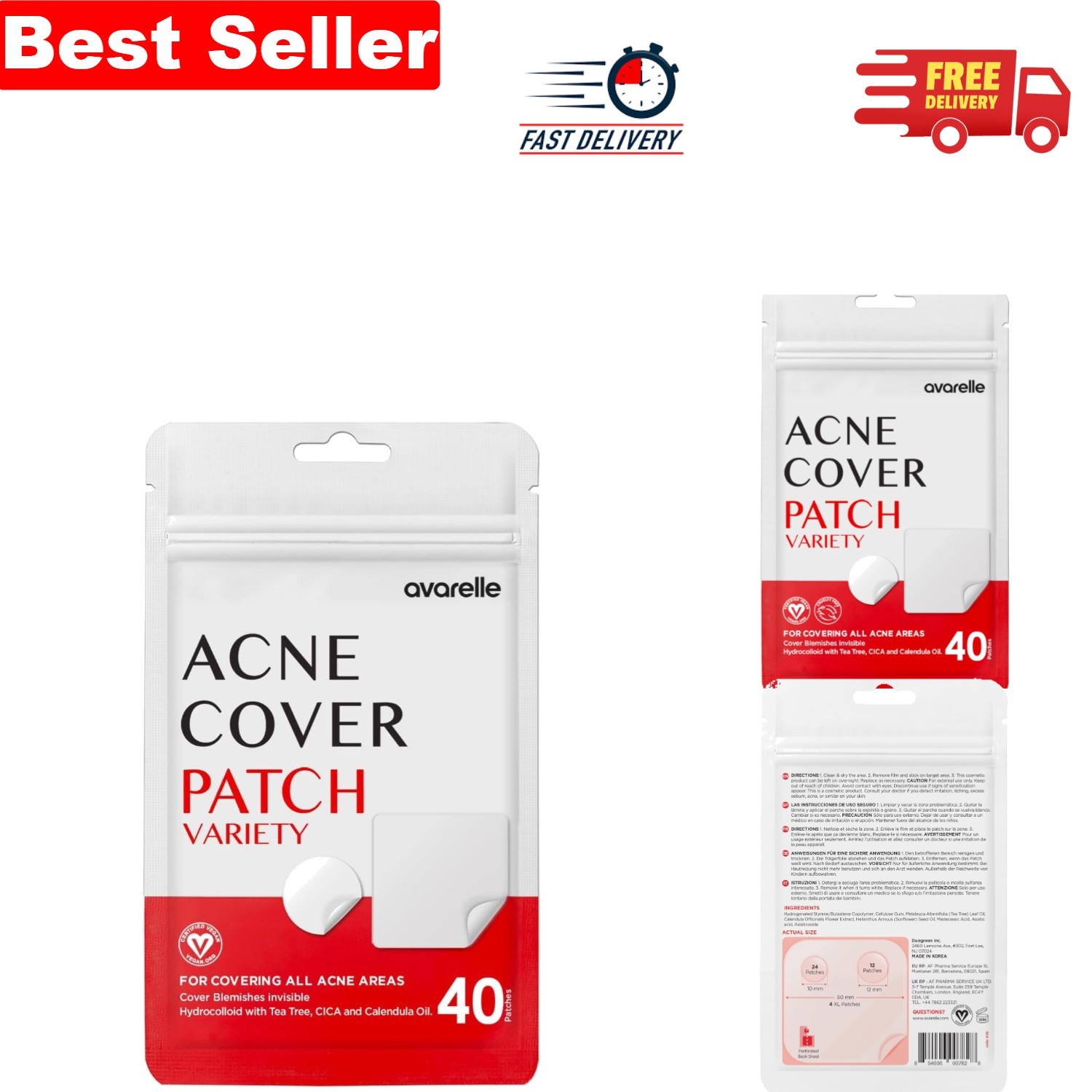 Convenient 40 Count Variety Hydrocolloid Acne Patches - All Skin Types Approved